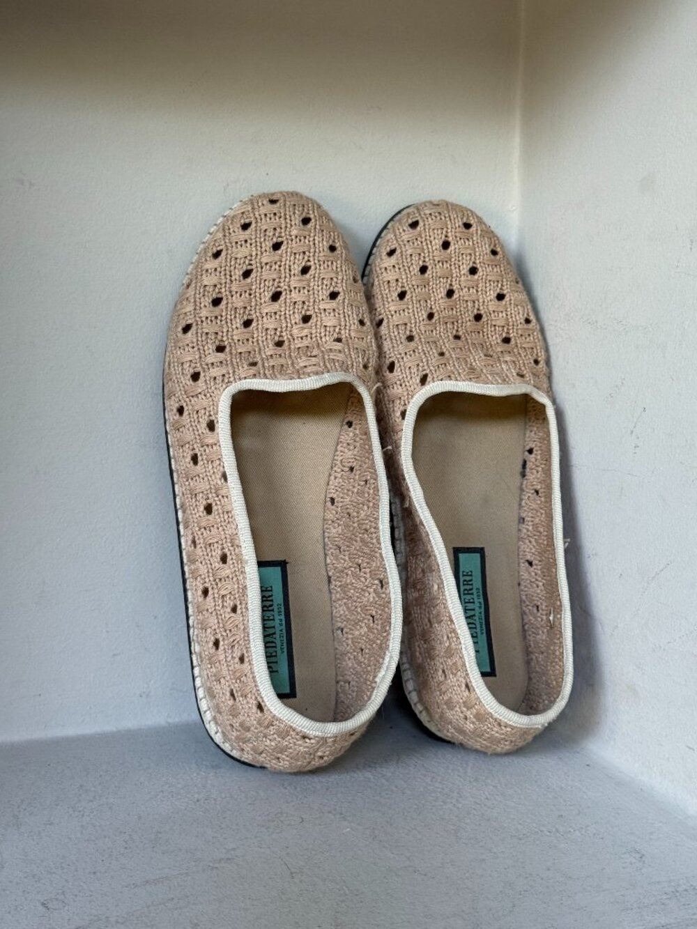 Piedàterre Venezia Friulane Crochet Flats Shoes Beige EU 39 Italy US 8